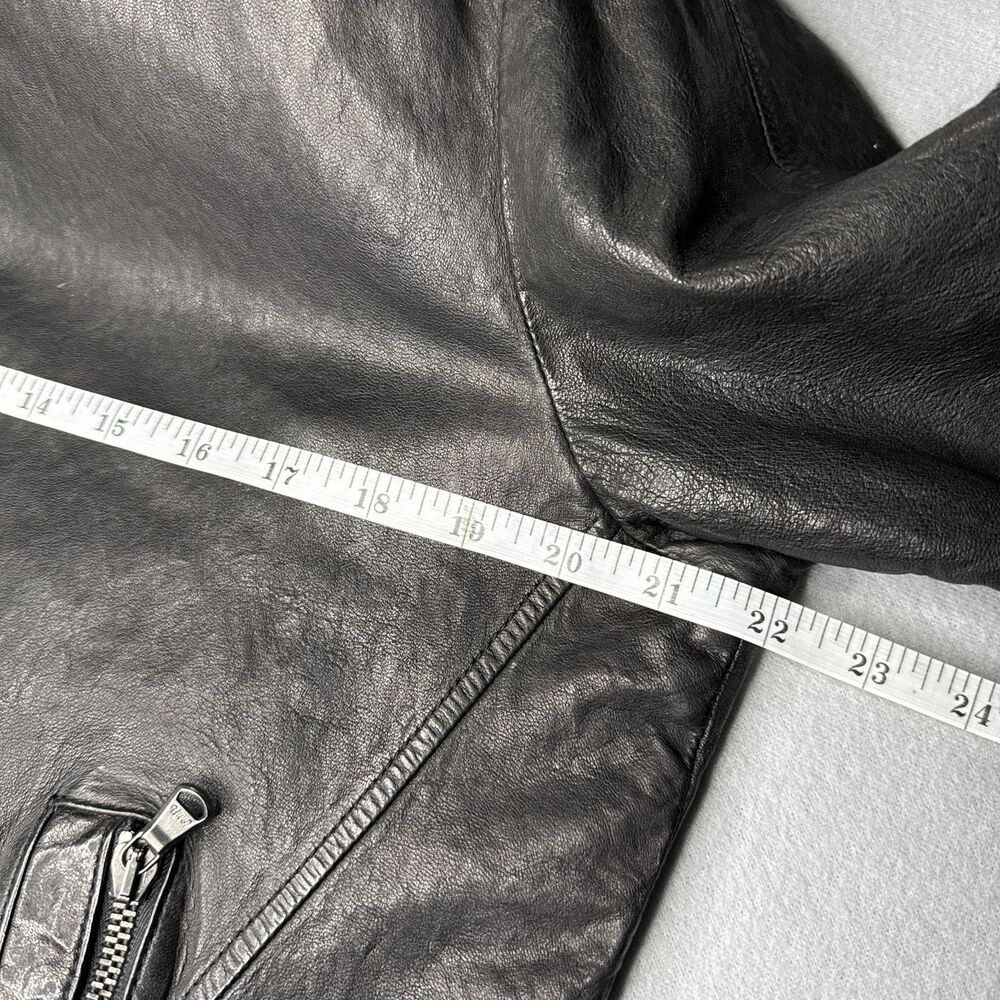 TIME Postmodern Genuine Lambskin Leather Jacket Mens L Black Moto Korean - Picture 12 of 15